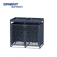 Bac à déchets métallique personnalisé 4 x 240L avec couvercle verrouillable pour poubelle de jardin, abri de rangement en acier pour poubelles
