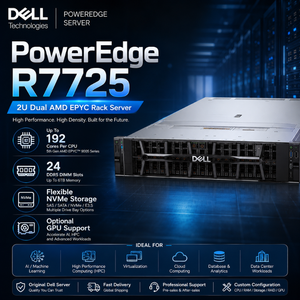 Serveur en rack Dell PowerEdge R7725 haute performance 2U, AMD EPYC 9005 double socket, 24 DDR5 DIMM, serveur de calcul d'entreprise R7725 - Product Image 3