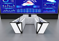 Console de salle de contrôle ergonomique moderne, poste de travail de surveillance modulaire à 5 stations, gestion des câbles (disposition personnalisable), atelier