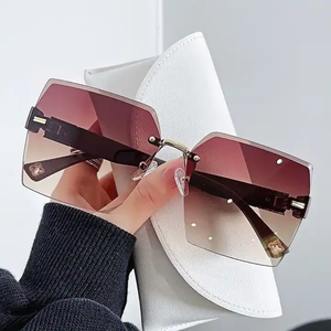 Gafas de Sol UV400 sin Marco, Color Caramelo, Multicolor, Lentes con Degradado de Sombra, Gafas de Sol de Lujo para Mujer, Venta al por Mayor - Product Image 5