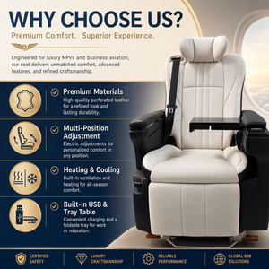Asiento de Capitán para Van MPV de Lujo CARRIDE con Ajuste Eléctrico, Ventilación, Calefacción y Puerto USB - Product Image 6