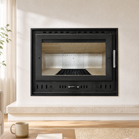 Cheminée à bois moderne en acier avec triple alimentation en air, grande vitre, à combustion propre, pour villa et hôtel
