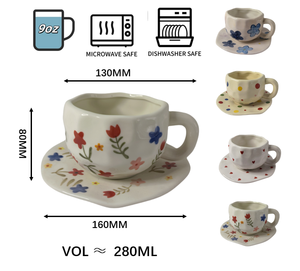 Ensemble de tasses à café en céramique irrégulières, faites à la main, au design unique, avec motifs personnalisables – Vente chaude directe usine - Product Image 4