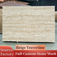 Dalle de travertin beige haut de gamme, écologique, imperméable, découpée sur mesure, design moderne du milieu du siècle, polie, pour meuble-lavabo, cuisine, villa