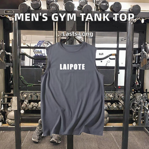 Custom Men's Gym <b>Tank</b> <b>Top</b> Breathable Spandex/Cotton Discharge Printed Sporty <b>Workout</b> Fit Summer Muscle Singlet Hip Hop Style - Product Image 2