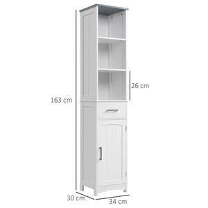 Mueble de baño kleankin con estante de 3 niveles, 1 cajón y 1 armario, 34x30x163cm - Product Image 3