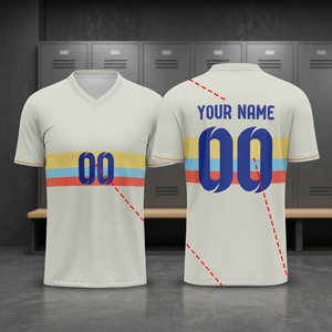Camiseta de Fútbol Personalizada para Hombre con Cuello en V, Diseño a Rayas, Transpirable, de Poliéster, Manga Corta, para Todas las Temporadas, Ropa Deportiva para Adultos - Product Image 4