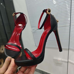 Retro Dress High-Heeled <b>Shoe</b> Pendant with Stiletto Heel Anti-Slippery Rubber Outsole Buckle Strap and Lightweight Design - Product Image 5