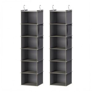 Hanging Closet Organizer Wardrobe Clothing Storage Bag Collapsible 6 <b>Shelves</b> Shoe Organizer With <b>Hooks</b> - Product Image 1