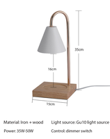 Lampe de table moderne de luxe en bois et métal avec abat-jour en métal E26 pour la fonte de cire, l'aromathérapie, la décoration de la chambre à coucher, du salon, du restaurant