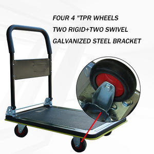 Chariot à plateforme pliable robuste, chariot à main pliable avec poignée en métal, chariot d'entrepôt industriel avec 4 roues - Product Image 3