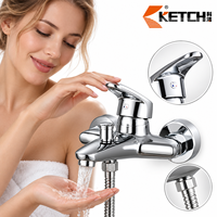 Robinet de baignoire monocommande moderne en alliage de zinc chromé avec mitigeur et douchette à main