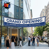 Bannière publicitaire grand format en encre éco-solvant résistante, impression personnalisée sur matériau durable pour l'inauguration d'un magasin