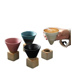 Madou Retro Creative 200 Ml Factory Sale Funnel Cone Shape Vintage Arabic Ceramic Coffee Cup Mugs With Tray