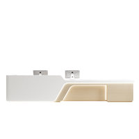 Bureau de réception minimaliste moderne en MDF personnalisable pour hôtel, bureau, salon de beauté avec rangement