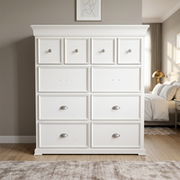 Commode minimaliste blanche à 10 tiroirs - Spacieuse commode en bois et organisateur de rangement pour chambre à coucher (Blanc/Noir)