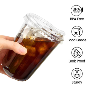 Bicchiere in Plastica Ecologica per Alimenti con Fondo a U, 480ml 360ml 700ml, Bicchiere a Forma di U per Boba Ghiacciata con Coperchio Trasparente da 98mm, Bicchiere Monouso in PET - Product Image 3