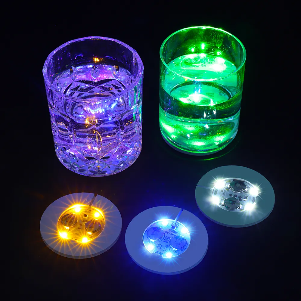 Porta-copos de luzes LED para bar, acessórios para boate de vinhos, porta-copos para garrafas de licor ODM/OEM, porta-copos com adesivos para bebidas