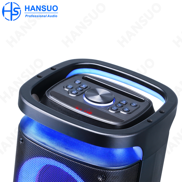 Chinese Factory's Portable Wireless LED Speaker Dual 6.5 Inch Outdoor Karaoke Boomboxes USB Battery-Powered Wood Plastic