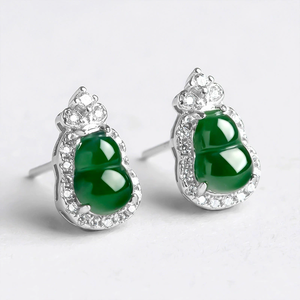 S925 <b>silver</b> set with natural A-grade jadeite lotus-shaped green ice-quality jadeite earrings for ladies - Product Image 2