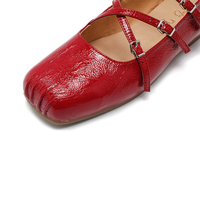 Ballerines Mary Jane à brides croisées pour femmes, chaussures décontractées en cuir avec boucle, cuir véritable