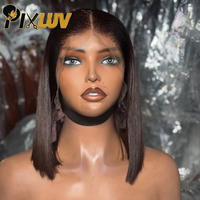 Perruques courtes bob en cheveux naturels vietnamiens bruts, perruques frontales en dentelle HD sans colle pour femmes noires