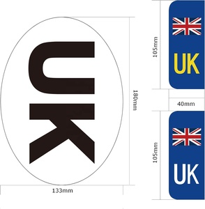 Pegatinas de Vinilo Adhesivo para Coche del Reino Unido, Pegatinas Ovaladas PARA LA Matrícula del Reino Unido para Coches, <span class=keywords><strong>Furgonetas</strong></span>, Camiones que Conducen en Europa - Product Image 2