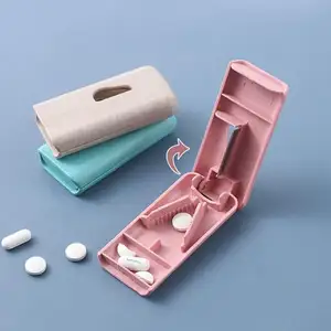 Promosyon hediyeler vitamin Tablet hap makinesi tutucu Mini taşınabilir kutu hap kırıcı Splitter vaka/ilaç kutusu saklama kutusu hap kesici