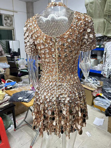 ZHEZHE <span class=keywords><strong>Abito</strong></span> da Sera <span class=keywords><strong>Mini</strong></span> Aderente di Lusso per Donna, Vestito da Festa Sexy con Glitter Scintillante e Maniche Corte - Product Image 4