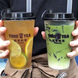 Gobelets en plastique PP rigide de 12 oz, 16 oz, 20 oz, 24 oz, 32 oz, de 90 mm de diamètre, forme plate, pour bubble tea, jus de fruits, avec couvercles - Product Image 5