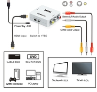 Adaptor Komposit Video HD 1080P Kotak Konverter 2AV - Kompatibel dengan AV RCA CVSB L/R Video Scaler Video Splitter Konverter
