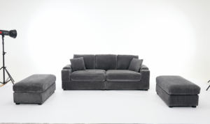 Canapé modulaire en forme de L moderne à 3 places avec rembourrage en tissu et garnissage en éponge, design extensible pour salon - Product Image 5