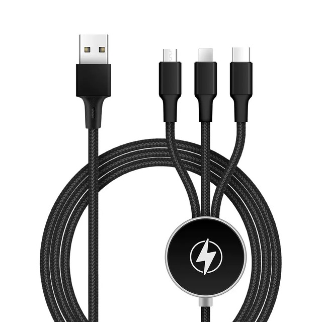 Custom LOGO 1.2m 3-in-1 LED Flowing Light USB Charging Cable for Printer Multi-Use Charging Cable
