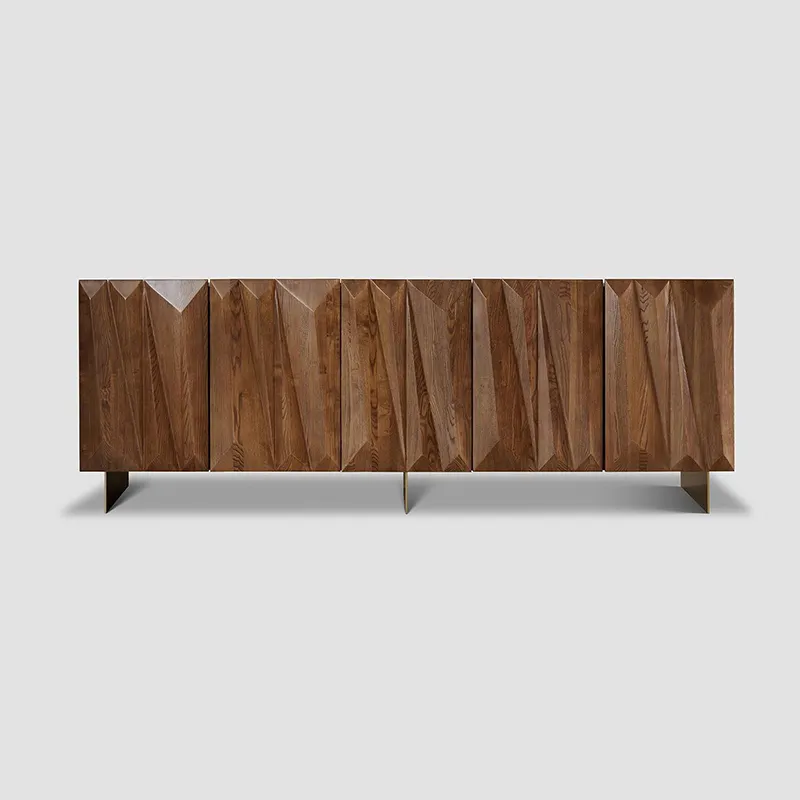 Custom Nordic Modern Hout Dressoir Luxe High-End Opslag 5 Deuren Buffetkast Voor Keuken Eetkamer