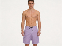 Short de bain pour homme violet clair, séchage rapide, avec cordon de serrage, taille mi-haute et poches, idéal pour la plage