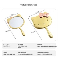 Miroir de maquillage de poche pliable portable mini en forme ovale avec cadre en plastique et logo de chat personnalisé pour une utilisation en extérieur
