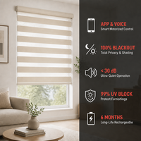 Tirai Zebra Poliester Daur Ulang Premium Bermotor dengan Alexa Cloud Dancer Putih untuk Dekorasi Kamar Tidur dan Ruang Belajar
