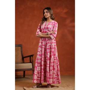 Hecho a mano de alta calidad tradicional indio algodón Kurti conjunto con bordado señoras Kurta para el verano al por mayor nueva moda - Product Image 3