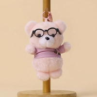 Porte-clés ours en peluche personnalisé OEM de 14 cm avec lunettes et vêtements pour cadeaux promotionnels, fabricant en gros