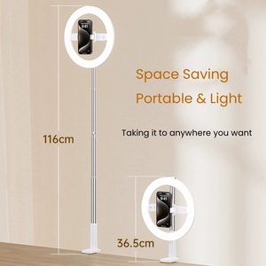 Anneau lumineux LED pour selfie avec support pour TikTok, <span class=keywords><strong>YouTube</strong></span>, streaming vidéo, lampe de remplissage de bureau, support de téléphone suspendu - Product Image 3