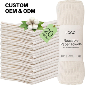 Serviettes en papier réutilisables Lavables en <span class=keywords><strong>coton</strong></span> biologique respectueux de la nature Alternative Épais Fort Plat de cuisine sans papier Réutilisable - Product Image 1