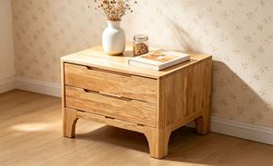 Premium Solid 2 <b>Drawer</b> Bedside Table, Minimalist Wooden Nightstand with Arched Legs for Bedroom - Product Image 3