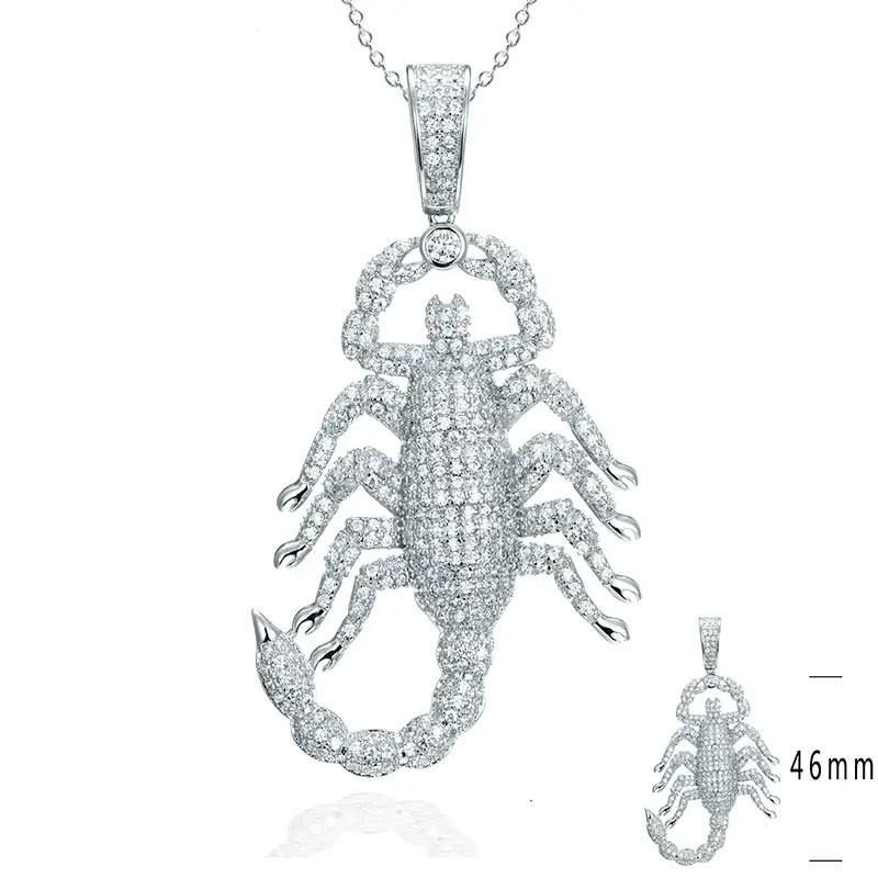 Bán Nóng Thiết Kế Phổ Biến Scorpio Trang Sức Hip Hop Mặt Dây Chuyền Mạ Bạc Rhodium 925 Sterling