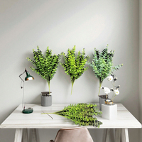 Bouquet d'eucalyptus artificiel en gros, branche de feuille de monnaie, plante verte suspendue, tige de feuille, décoration de table pour mariage et fête à domicile