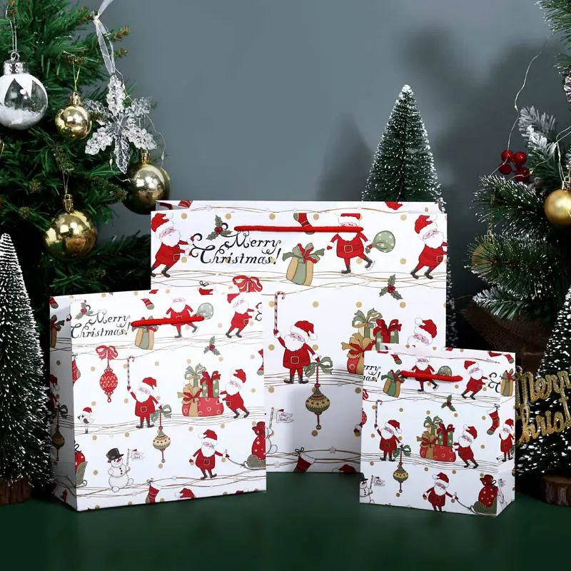Bolsas de papel de regalo de Arte de lujo, bolsas de regalo de papel con asas, promoción de Navidad