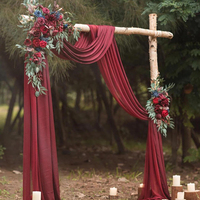 Dekorasi Lengkungan Bunga Burgundy dan Biru, Rangkaian Mawar dan Eucalyptus Buatan, Rangkaian Bunga Pernikahan, Buket Pengantin