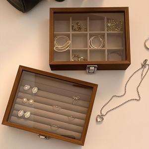 Boîte de rangement pour bijoux en bois de qualité supérieure avec couvercle en verre, pour bagues, boucles d'oreilles, colliers, bracelets, pendentifs, fabriquée par un fabricant de luxe - Product Image 2