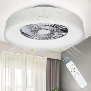 Ceiling Fans with Lights and Remote Control 57cm 40w grey fabric shade Ceiling Fan lamp for Living Room