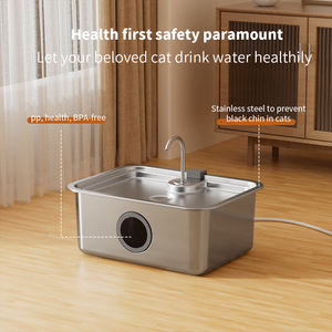 Air mancur kucing baja tahan karat 12l, dengan jendela Level air Sensor pengisian daya Usb, air mancur air hewan peliharaan untuk kucing anjing - Product Image 5