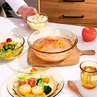Bol en verre ambré résistant à la chaleur et compatible micro-ondes, design moderne et simple, pour œufs à la vapeur, salade de fruits, service à la maison et en cuisine